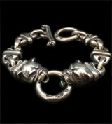 2 Bulldogs With 4 Boat Chain Links Bracelet