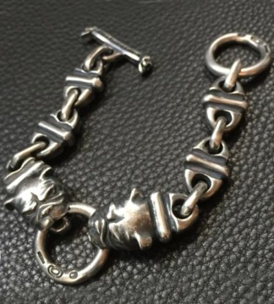 Photo2: 2 Bulldogs With 4 Boat Chain Links Bracelet