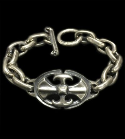 Photo1: Battle-Ax ID With Master Small Oval Links Bracelet