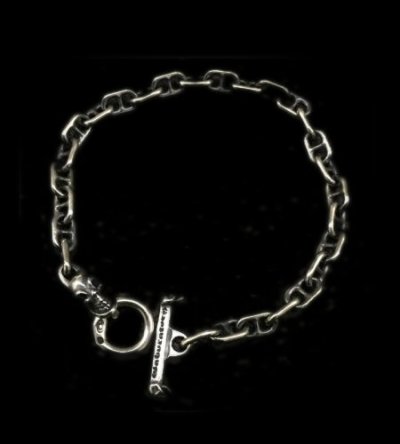 Photo1: 5.5mm Anchor Chain With Skull Bracelet