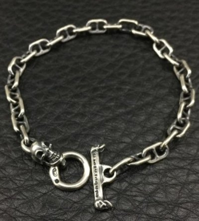 Photo2: 5.5mm Anchor Chain With Skull Bracelet