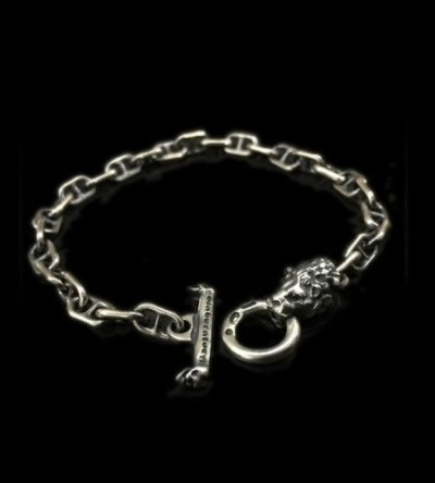 Photo1: 5.5mm Anchor Chain With Lion Bracelet