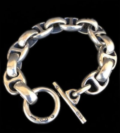 Photo1: Smooth H.W.O & Smooth Anchor Links Bracelet