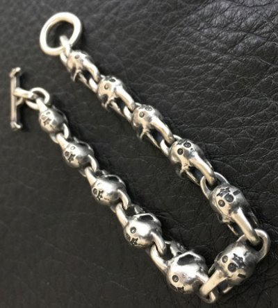 Photo2: Quarter 11 Skull Links Bracelet