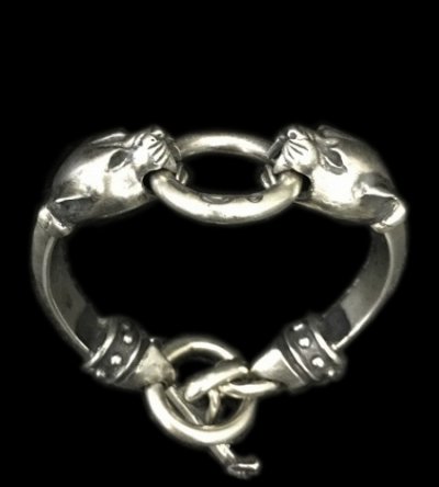 Photo1: Panther Triangle Wire Bangle Bracelet