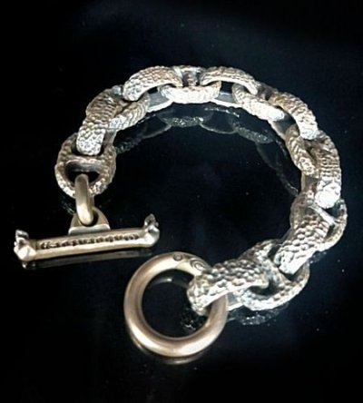 Photo1: Chiseled H.W.O & Chiseled Anchor Chain Links Bracelet