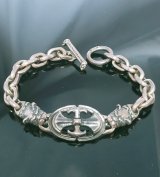 Quarter Battle AX Oval ID With 2 Quarter Old Bulldog & Small Oval Links Bracelet