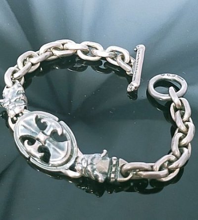 Photo2: Quarter Battle AX Oval ID With 2 Quarter Old Bulldog & Small Oval Links Bracelet