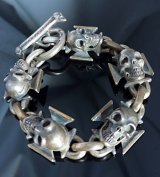 5 Skull On Iron Cross Bracelet (Vertical)