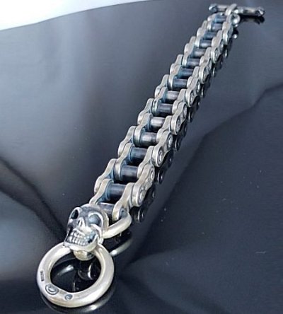 Photo2: Bike Chain With Skull Bracelet (Heavy wide small)