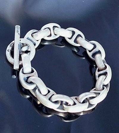 Photo1: Half Smooth H.W.O & Smooth Anchor Links Bracelet