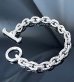 Photo3: Half Small Oval & Chiseled Small Oval Chain Links Bracelet (Platinum Finish)