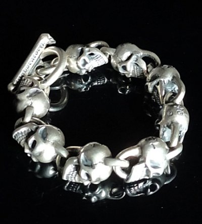 Photo1: All Skulls Link Bracelet