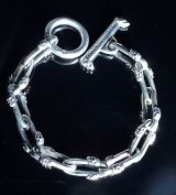 Double Skull Long Small Oval Links Bracelet