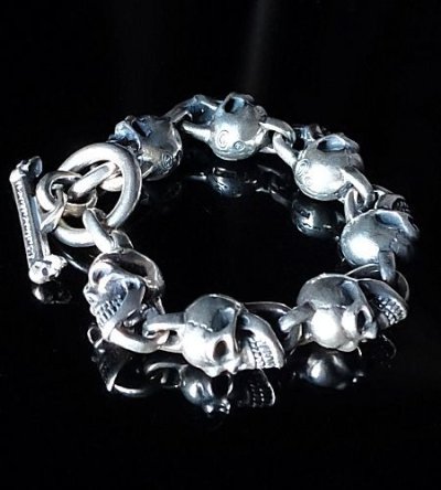 Photo1: All Skulls Link Bracelet