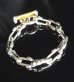 Photo1: Double Skull Long Small Oval Links Pure Gold Wrap T-bar Bracelet (1)