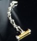 Photo11: Double Skull Long Small Oval Links Pure Gold Wrap T-bar Bracelet