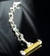 Photo10: Double Skull Long Small Oval Links Pure Gold Wrap T-bar Bracelet