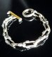 Photo12: Double Skull Long Small Oval Links Pure Gold Wrap T-bar Bracelet