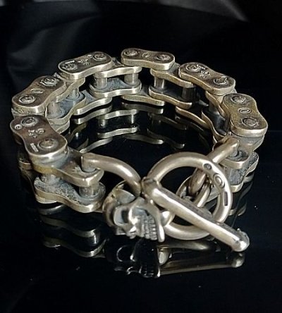 Photo1: Motorcycle Chain With Skull Bracelet (Midium)