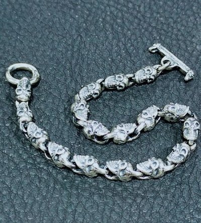 Photo1: 1/16 All Skull Links Bracelet