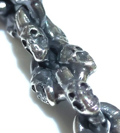 Photo2: 1/32 Double Skull Small Oval Links Bracelet