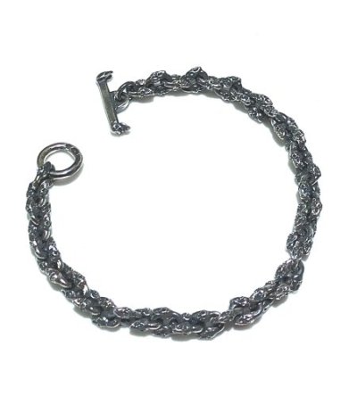 Photo1: 1/32 Double Skull Small Oval Links Bracelet