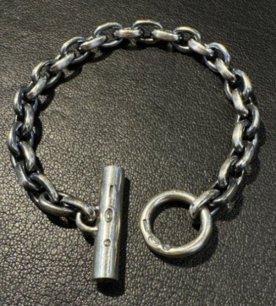 Photo1: Half Ultimate T-bar With Half Small Oval Chain Links Bracelet