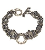 Half 2Old Bulldog With Half Skull Links Bracelet 