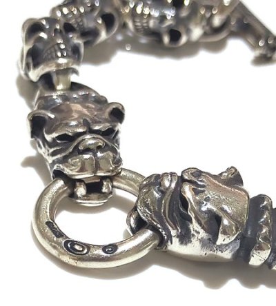 Photo2: Half 2Old Bulldog With Half Skull Links Bracelet