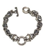 Quarter 2Panther With Quarter Skull Links Bracelet 