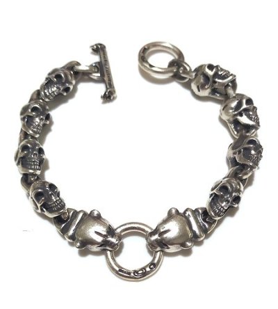 Photo1: Quarter 2Panther With Quarter Skull Links Bracelet 