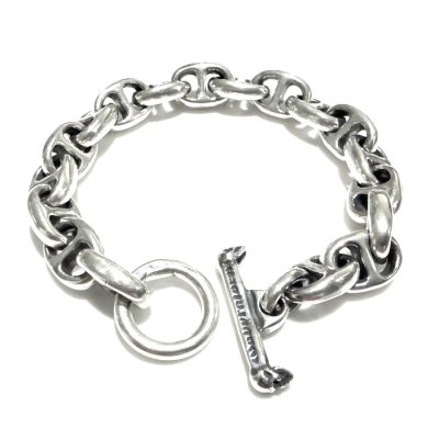 Photo1: Quarter All Smooth Anchor Chain Links Bracelet 