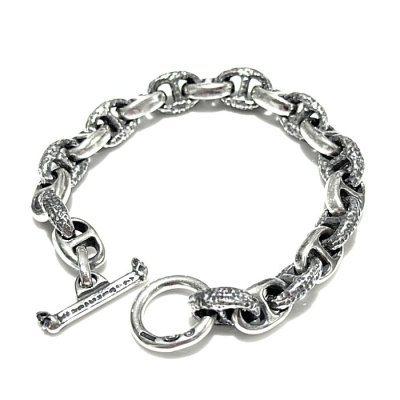 Photo1: Quarter All Chiseled & Smooth Anchor Chain Links Bracelet