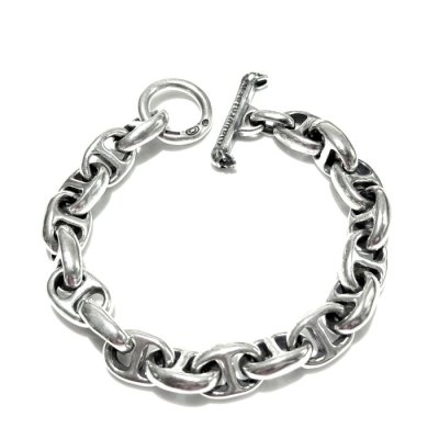 Photo1: Half All Smooth Anchor Chain Links Bracelet