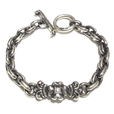 Photo1: One Eighth 4Heart Crown With Diamond & Half Small Oval Chain Bracelet