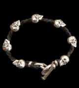 Quarter 7Skulls braid leather bracelet