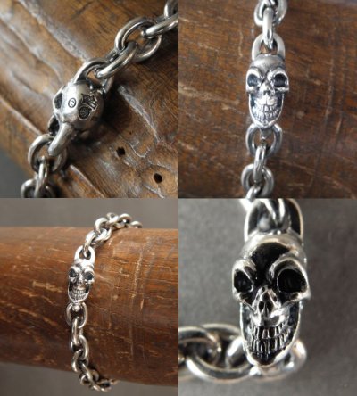 Photo2: Quarter Skull On Half Chain Bracelet