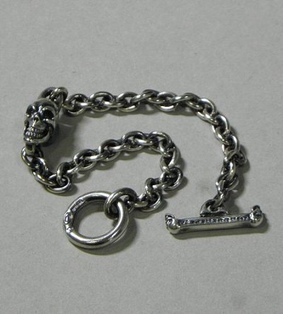 Photo2: Quarter Skull On Quarter Chain Bracelet