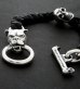 Photo2: Bulldog & Skull on braid leather bracelet (2)