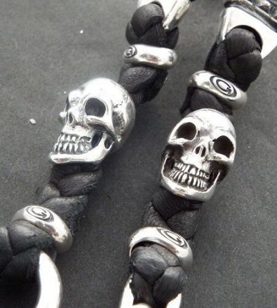 Photo2: 2Old Bulldogs With 2Skulls braid leather bracelet