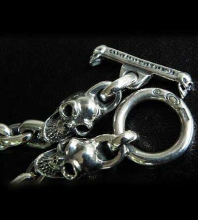 Photo4: 2Skull With Small Oval Chain Link Bracelet