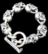 All Slant Head Skulls Link Bracelet