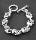 Photo3: All Slant Head Skulls Link Bracelet (3)