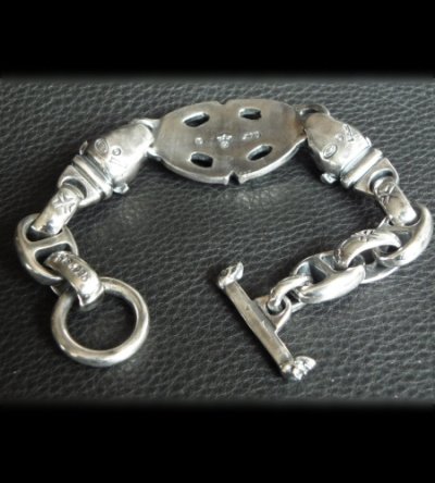 Photo2: Sculpted Oval With 2 Old Bulldogs & H.W.O Links Bracelet