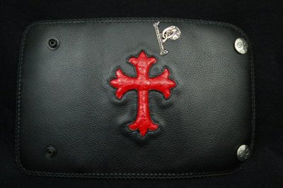 Photo5: Crocodile Cross Inlay Buffalo Long Wallet