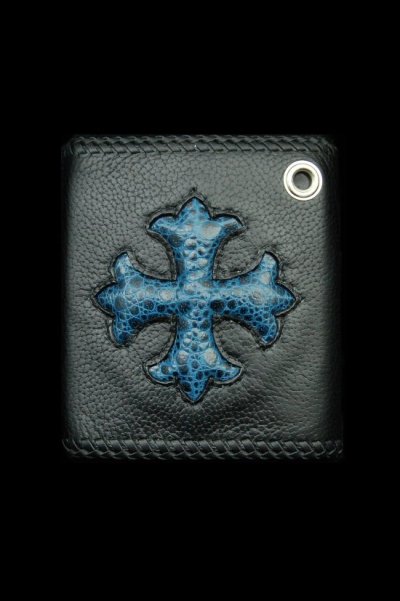 Photo2: Short Cross Inlay Buffalo Half Wallet