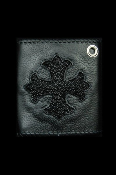 Photo2: Short Cross Inlay Buffalo Half Wallet