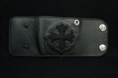 Photo4: Short Cross Inlay Buffalo Half Wallet