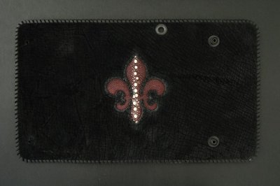 Photo3: Stingray(Multi) Fleur de lis Inlay Hippo Long Wallet